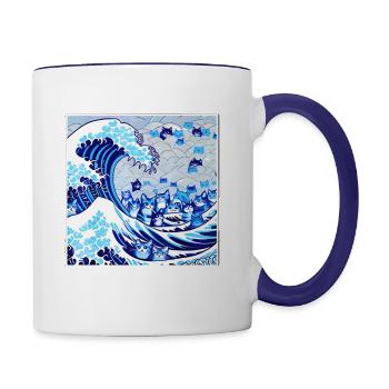Blue Cats Wave for Kamala Cool - Contrast Coffee Mug - white/cobalt blue - Right