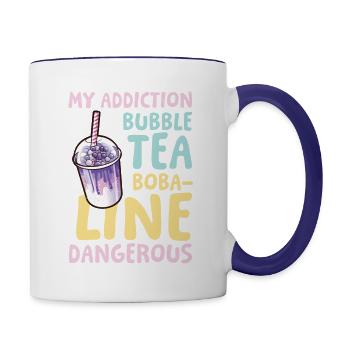 Funny Bubble Tea Saying for a Bubble tea drinker - Contrast Coffee Mug - white/cobalt blue - Right