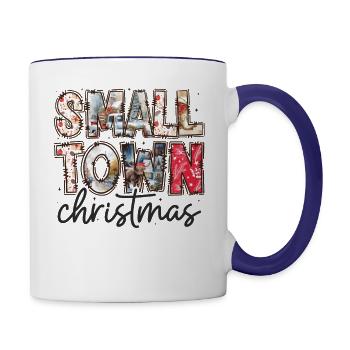 Small town christmas - Contrast Coffee Mug - white/cobalt blue - Right