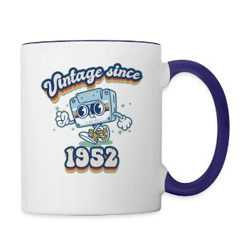 Vintage Since 1952 Classic 73rd Birthday Cassette - Contrast Coffee Mug - white/cobalt blue - Right