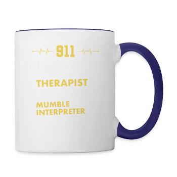 911 Dispatcher Humor - Contrast Coffee Mug - white/cobalt blue - Right