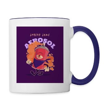 t shirt design creator featuring a spray can - Contrast Coffee Mug - white/cobalt blue - Right
