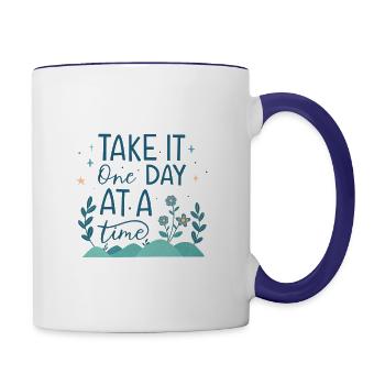 Take It One Day at a Time – Motivational Mental - Contrast Coffee Mug - white/cobalt blue - Right