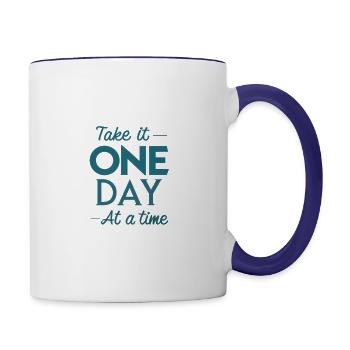 Take It One Day at a Time – Motivational Mental - Contrast Coffee Mug - white/cobalt blue - Right