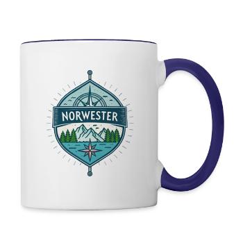 Norwester Font – Bold Condensed Typography Art - Contrast Coffee Mug - white/cobalt blue - Right
