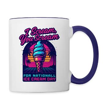 Scream, You Scream National Ice Cream Day Retro - Contrast Coffee Mug - white/cobalt blue - Right