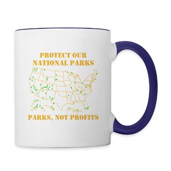 Protect Our National Parks – Nature Conservation - Contrast Coffee Mug - white/cobalt blue - Right