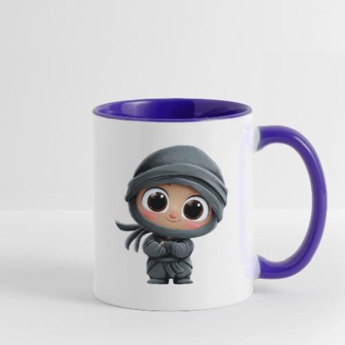 Cute Cartoon Baby Ninja Standing with Big Smile - Contrast Coffee Mug