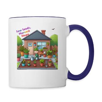 Sow Seeds, Harvest Hope - Contrast Coffee Mug - white/cobalt blue - Right