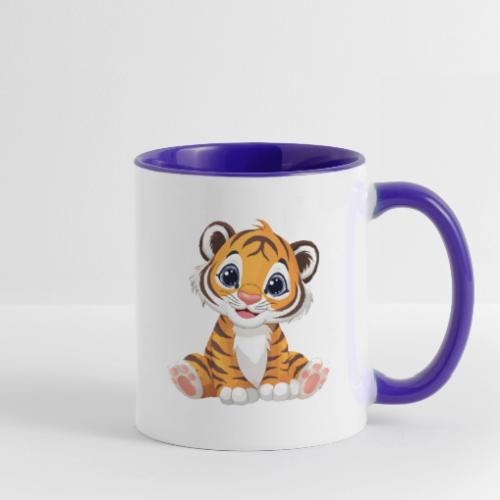 Adorable Cartoon Tiger Cub with Innocent Eyes - Contrast Coffee Mug