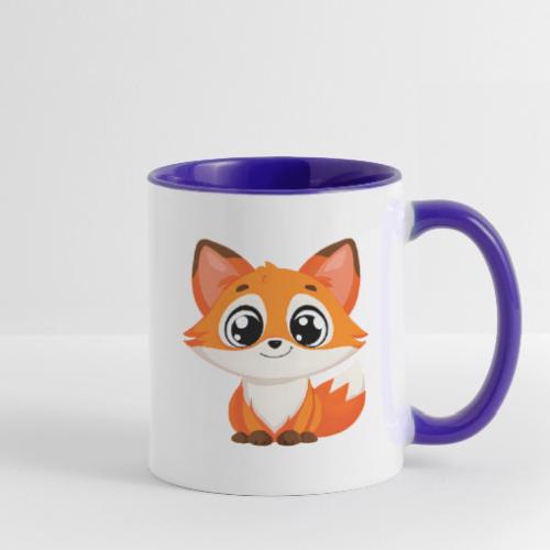 Adorable Cartoon Fox with Big Innocent Eyes - Contrast Coffee Mug