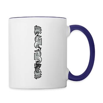 tattoo fox sleeve - Contrast Coffee Mug - white/cobalt blue - Right