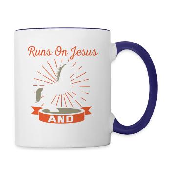 This Girl Runs On Jesus And Horses - Contrast Coffee Mug - white/cobalt blue - Right