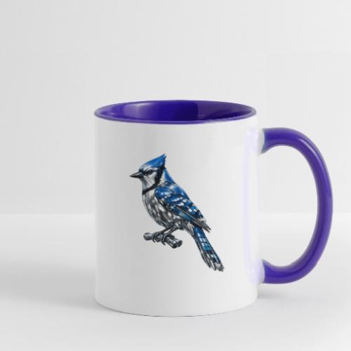 Silver Blue Jay on Perch + Flight Stages 2-print - Contrast Coffee Mug