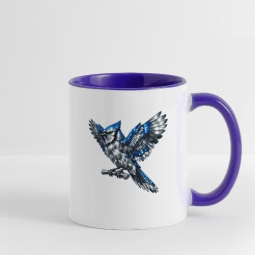 Silver Blue Jay Open Wing Perch - Contrast Coffee Mug