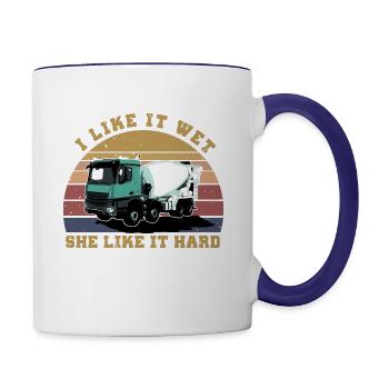 I Like it wet she like it hard Concrete car - Contrast Coffee Mug - white/cobalt blue - Right
