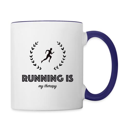 Running is my therapy - Contrast Coffee Mug