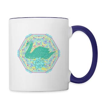 Carpe diem, latin saying - Contrast Coffee Mug - white/cobalt blue - Right