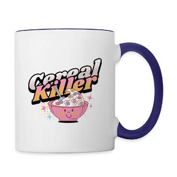 Cereal Killer Oddly Specific Ironic Foodie - Contrast Coffee Mug - white/cobalt blue - Right