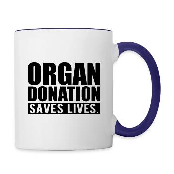 Organ Donation saves lives b - Contrast Coffee Mug - white/cobalt blue - Right