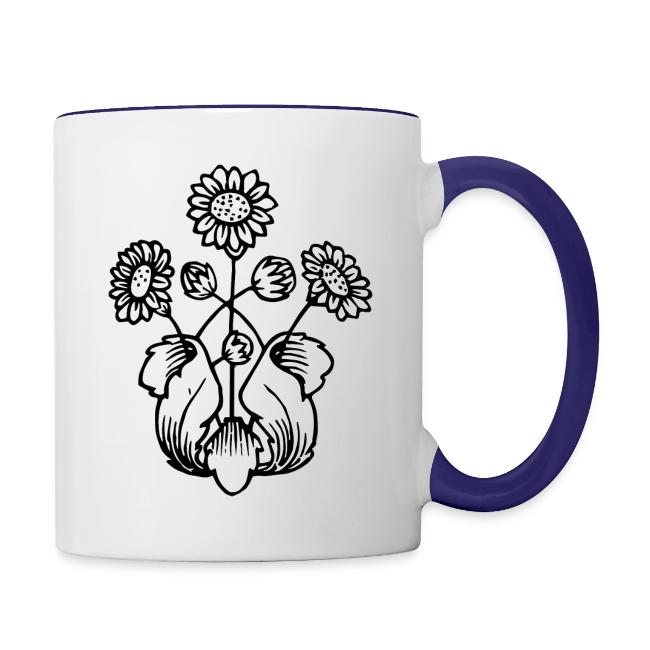 Vintage Sunflower Motif - Black Ink, White Fill