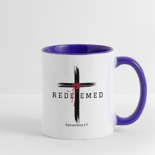 Redeemed by the blood of Jesus - Ephesians 1:7 - Contrast Coffee Mug