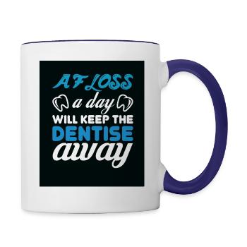 Af loss a day dentise away - Contrast Coffee Mug - white/cobalt blue - Right