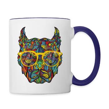 graffiti pitbull - Contrast Coffee Mug - white/cobalt blue - Right