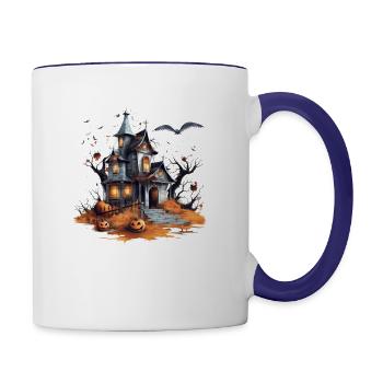 Halloween House Spooky House - Contrast Coffee Mug - white/cobalt blue - Right