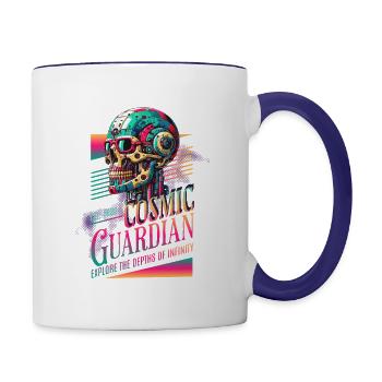 [SANG store] - Cosmic Guardian Skull - Contrast Coffee Mug - white/cobalt blue - Right