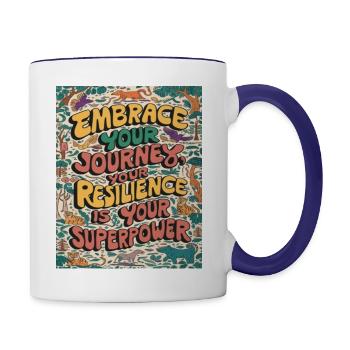 Embrace Your Journey Motivational - Contrast Coffee Mug - white/cobalt blue - Right