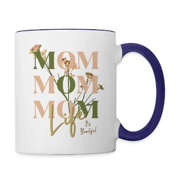 Mom Life: The Joys of Motherhood - Contrast Coffee Mug - white/cobalt blue - Right