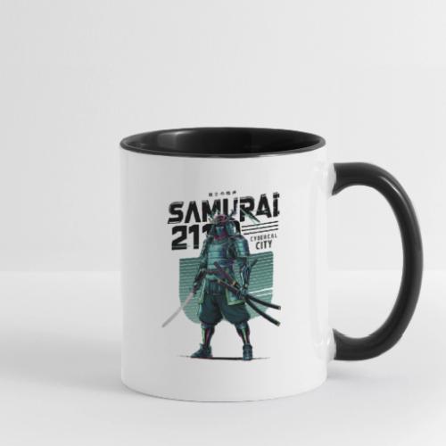Cyber Samurai 2110: Glowing Katana Warrior - Contrast Coffee Mug