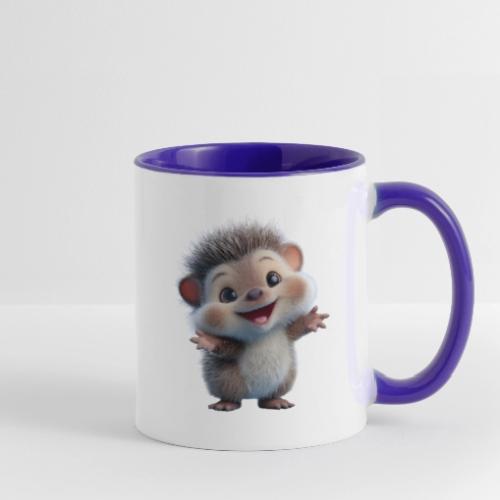 Playful Cartoon Hedgehog with Joyful Pose - Contrast Coffee Mug