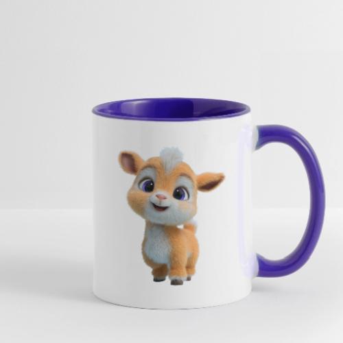 Cute Cartoon Baby Goat with Big Eyes - Contrast Coffee Mug