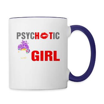 I Am The Psychotic Gemini Girl - Contrast Coffee Mug - white/cobalt blue - Right