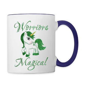 Cerebral Palsy Warriors Are Magical Cute Green - Contrast Coffee Mug - white/cobalt blue - Right
