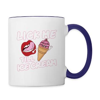 Lick Me Till Ice Cream - Contrast Coffee Mug - white/cobalt blue - Right