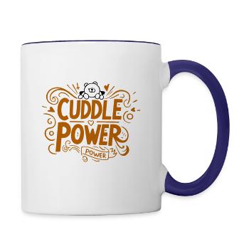 Typography T Shirt Design Cuddle Power - Contrast Coffee Mug - white/cobalt blue - Right