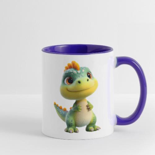 Playful 3D Baby Dinosaur - Contrast Coffee Mug