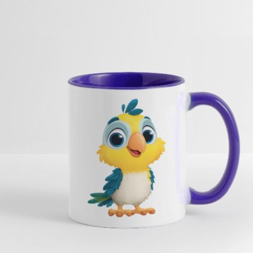 Playful Cartoon Parrot with Big Happy Eyes - Contrast Coffee Mug