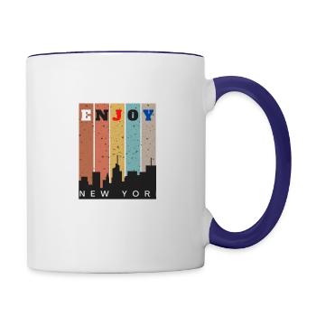 Black White Bold Enjoy New York T shirt - Contrast Coffee Mug - white/cobalt blue - Right