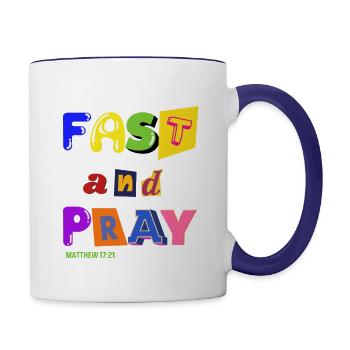 Fast and Pray - Contrast Coffee Mug - white/cobalt blue - Right