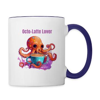 Octo-Latte Lover - Contrast Coffee Mug - white/cobalt blue - Right