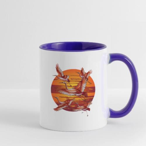 Japanese Cranes Migrating: Travel & Journey - Contrast Coffee Mug