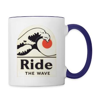 Ride The Wave Japanese Art Ocean - Contrast Coffee Mug - white/cobalt blue - Right