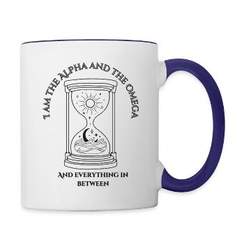I Am the Alpha and the Omega and Everything in Bet - Contrast Coffee Mug - white/cobalt blue - Right