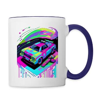 Pixel Velocity – Retro Futurism Tee - Contrast Coffee Mug - white/cobalt blue - Right