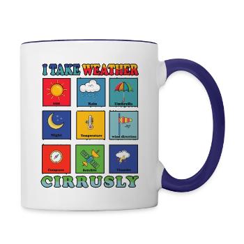 Funny Weather women Meteorologist Gift Kids - Contrast Coffee Mug - white/cobalt blue - Right