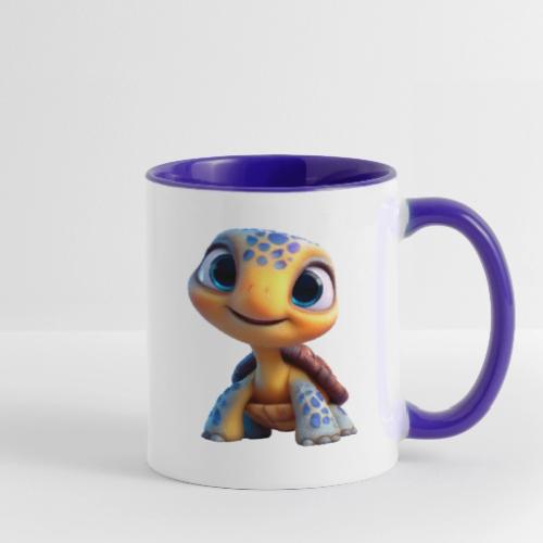 Joyful 3D Baby Turtle with Big Eyes - Contrast Coffee Mug